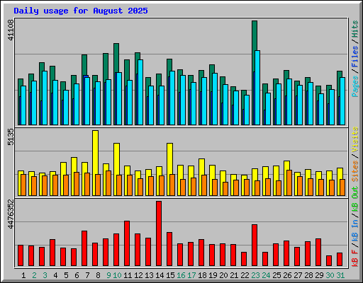 Daily usage for August 2025